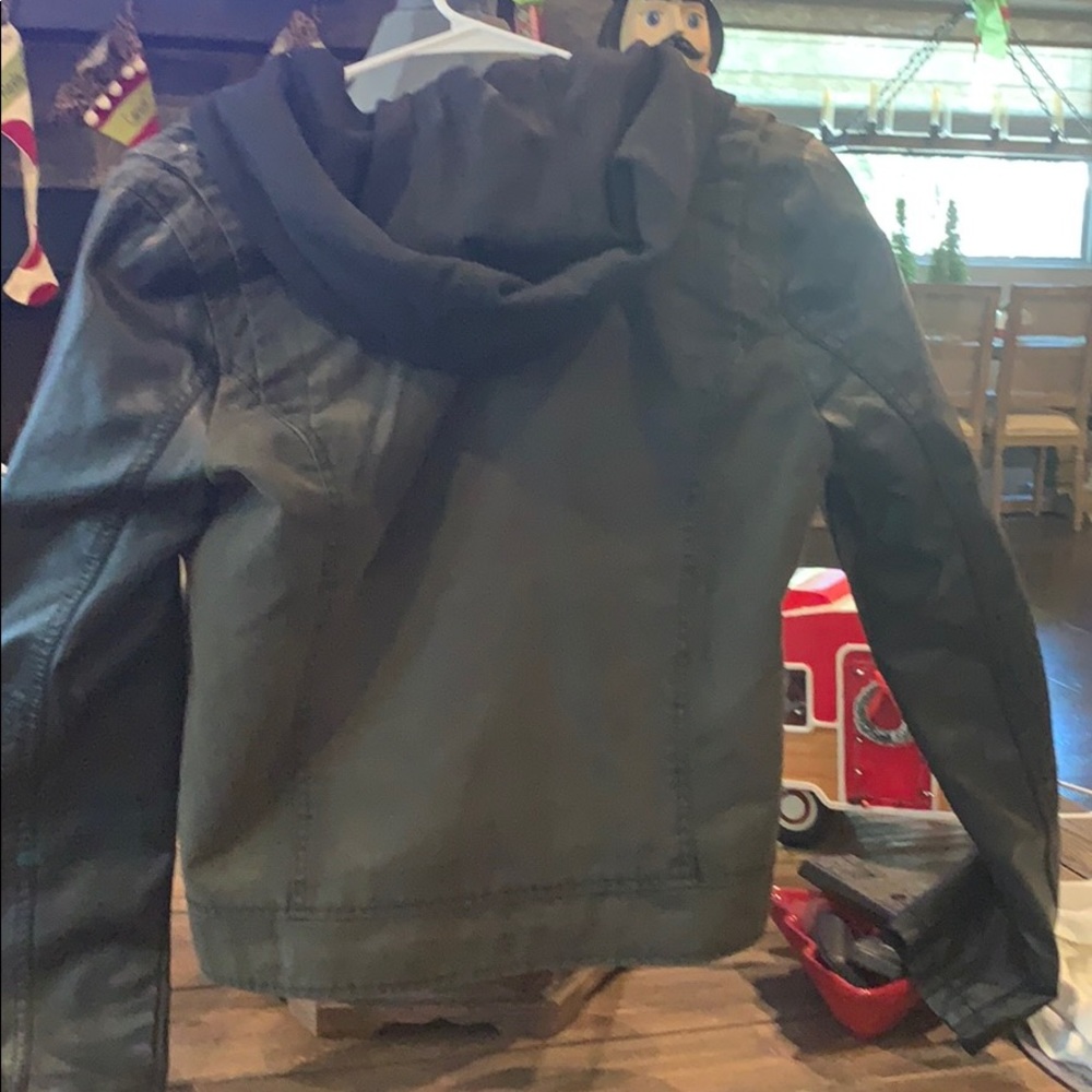 Pleather black  and Olivie green denim